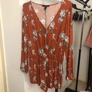 Forever 21 rust floral romper